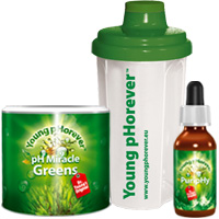 Young pHorever Alapcsomag: Greens 220 g + PuripHy 60 ml + Shaker